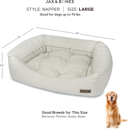 Jax & Bones Dog Napper - Machine Washable Shag Bed for Dogs - Extra Heavy Duty Bolstered Sides