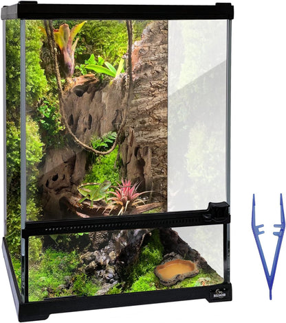 Reptile Glass Terrarium Tank 10 * 10 * 14in, Full View with Front Opening Door,Amphibians Enclosure