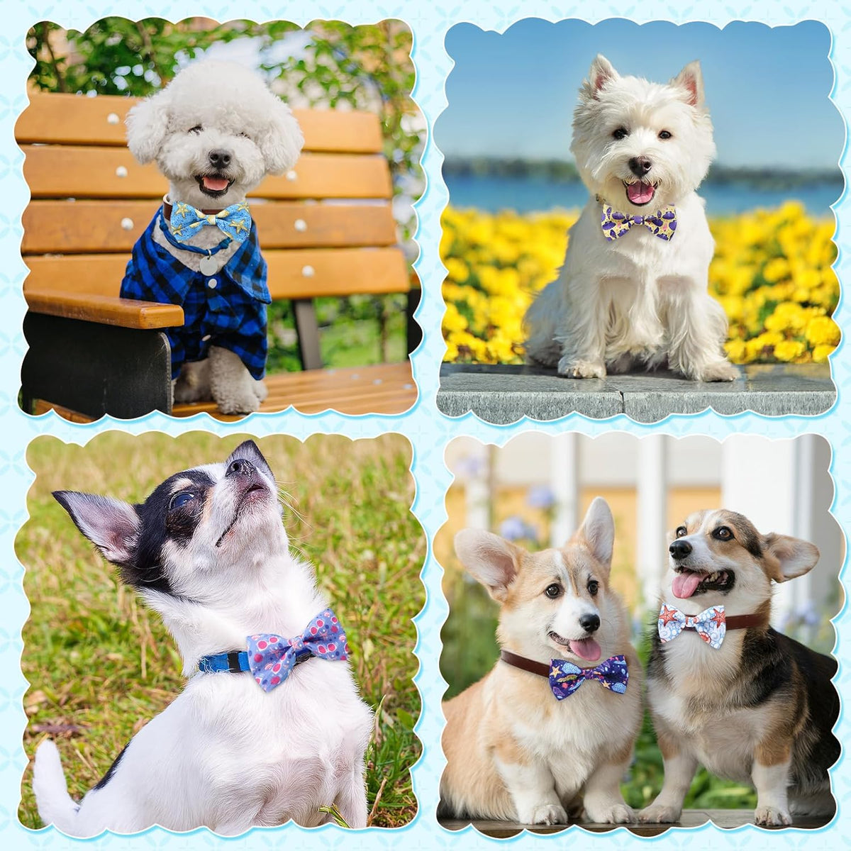 Reginary 50 Pieces Dog Bow Ties Pet Collar Bow Puppy Collar Attachment with Rubber Bands for Small