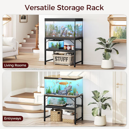 40-50 Gallon Fish Tank Stand, Aquarium Stand with 2-Tier Storage Shelves, Heavy Duty Breeder Turtle