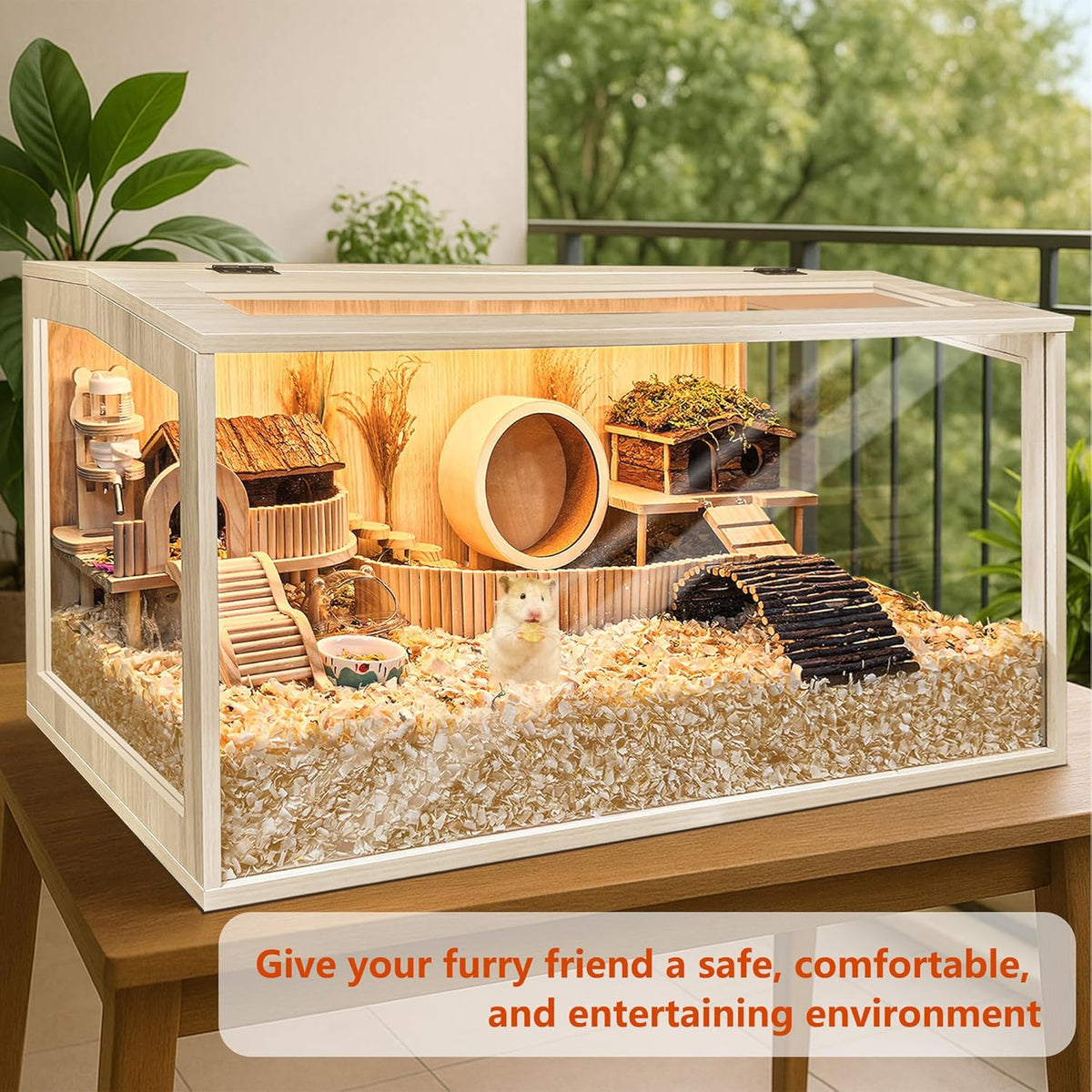 Hamster Cage Chewproof, Large Hamster Cages and Habitats, Openable Top with Acrylic Sheets, Solid