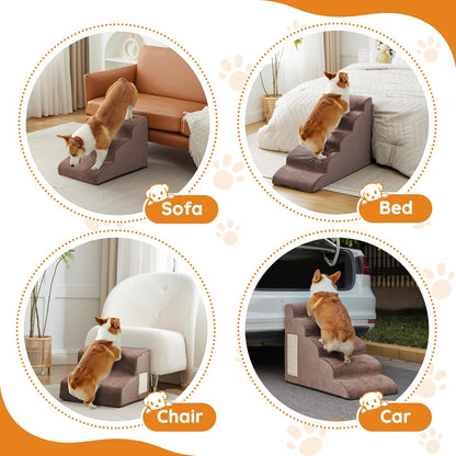 Pet Stairs, Dog Stairs for Small Dogs, Dogs Steps, 5-Step Curved Dog Ramp for Bed, Couch, Sofa, Car