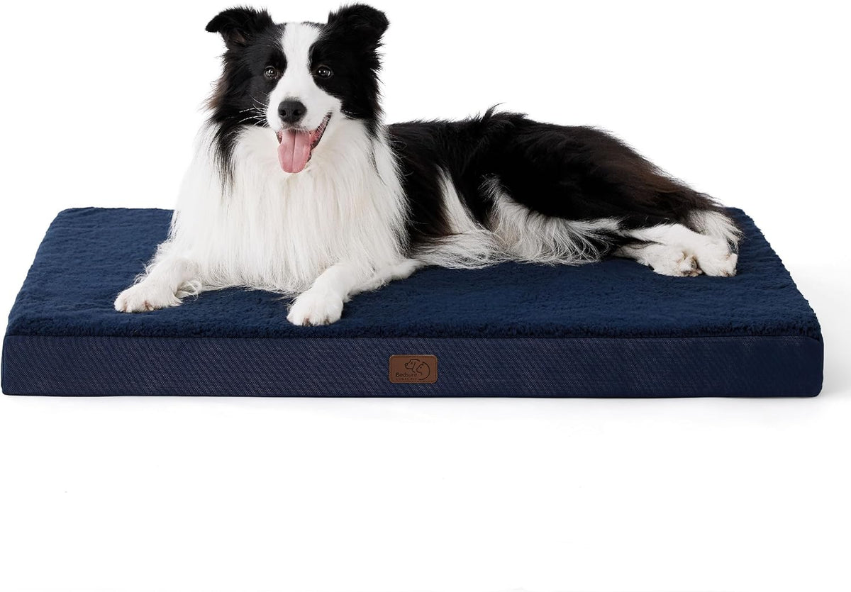 Bedsure Dog Beds Large Sized Dog - Orthopedic Flat Pet Beds with Removable Washable Cover, Egg