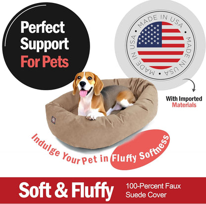 Majestic Pet 32 Inch Suede Calming Dog Bed Washable 32x23x7 (Inch) – Cozy Soft Round Donut Dog Bed
