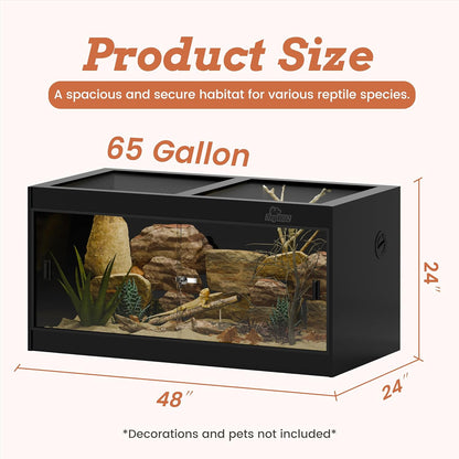 4x2x2 (120 Gallon) PVC Reptile Enclosure, RepWild Terrarium/Tank with Heavy-Duty Screen Top, Glass
