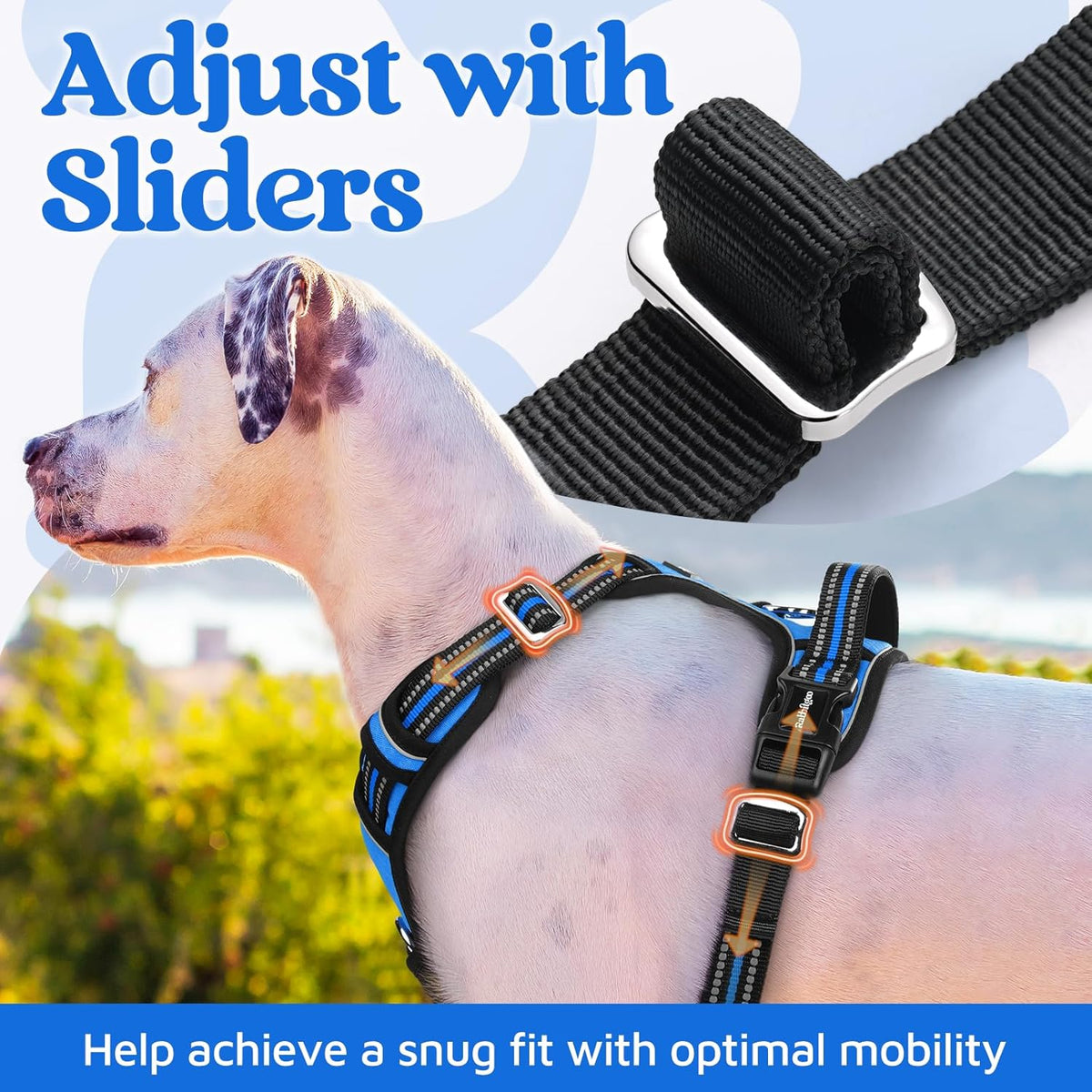 rabbitgoo Dog Harness for Large Dogs, No Pull Pet Vest with 3 Buckles, Adjustable Soft Padded Pet