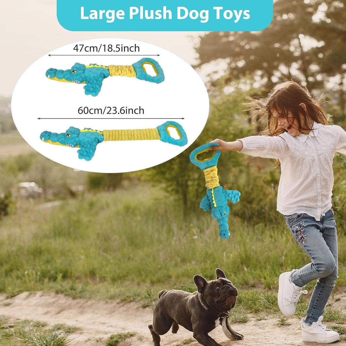 Dog Toys Cute Alligator Dog Toy Tough Plush Puppy Toy for Playtime, Training & Tug of War