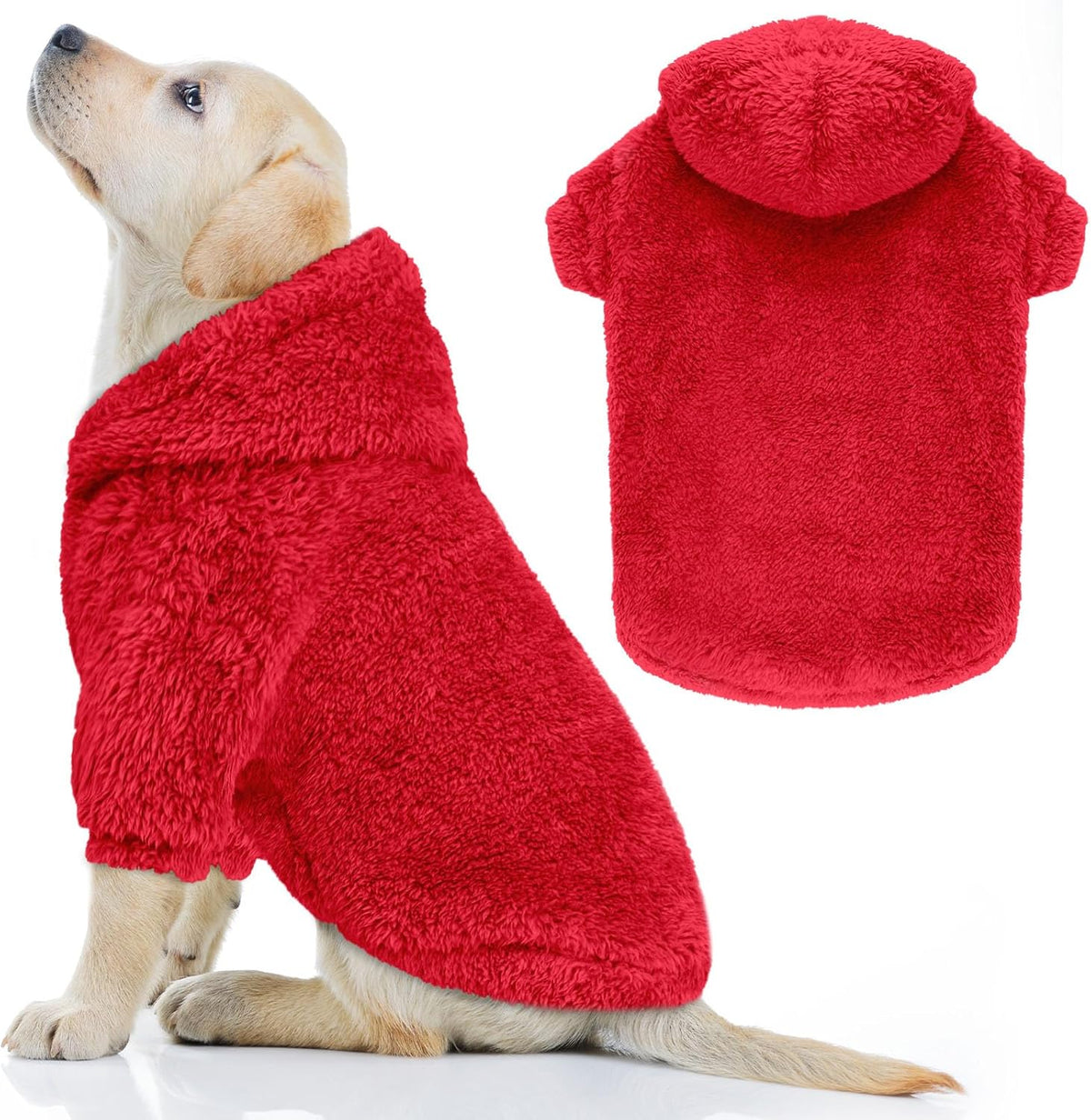 Fuzzy Dog Sweaters for Medium Dogs Dog Hoodie Soft Double-Sided Plush Fleece Pet Sweater Clothes