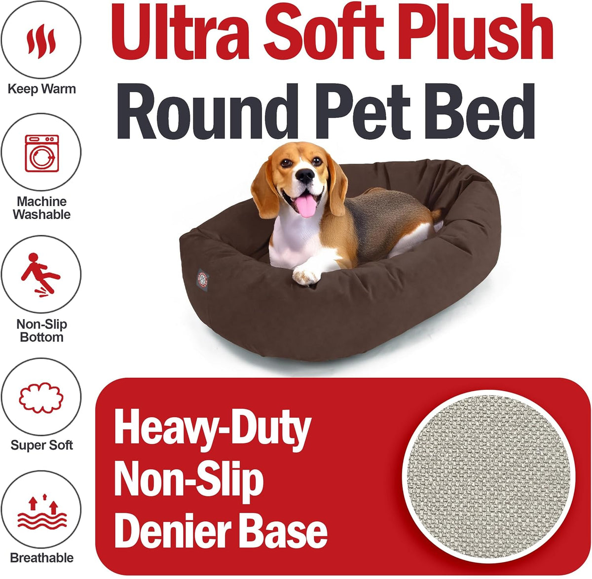 Majestic Pet 32 Inch Suede Shredded Memory Foam Mix Calming Medium Dog Bed Washable 32x23x7 (Inch)