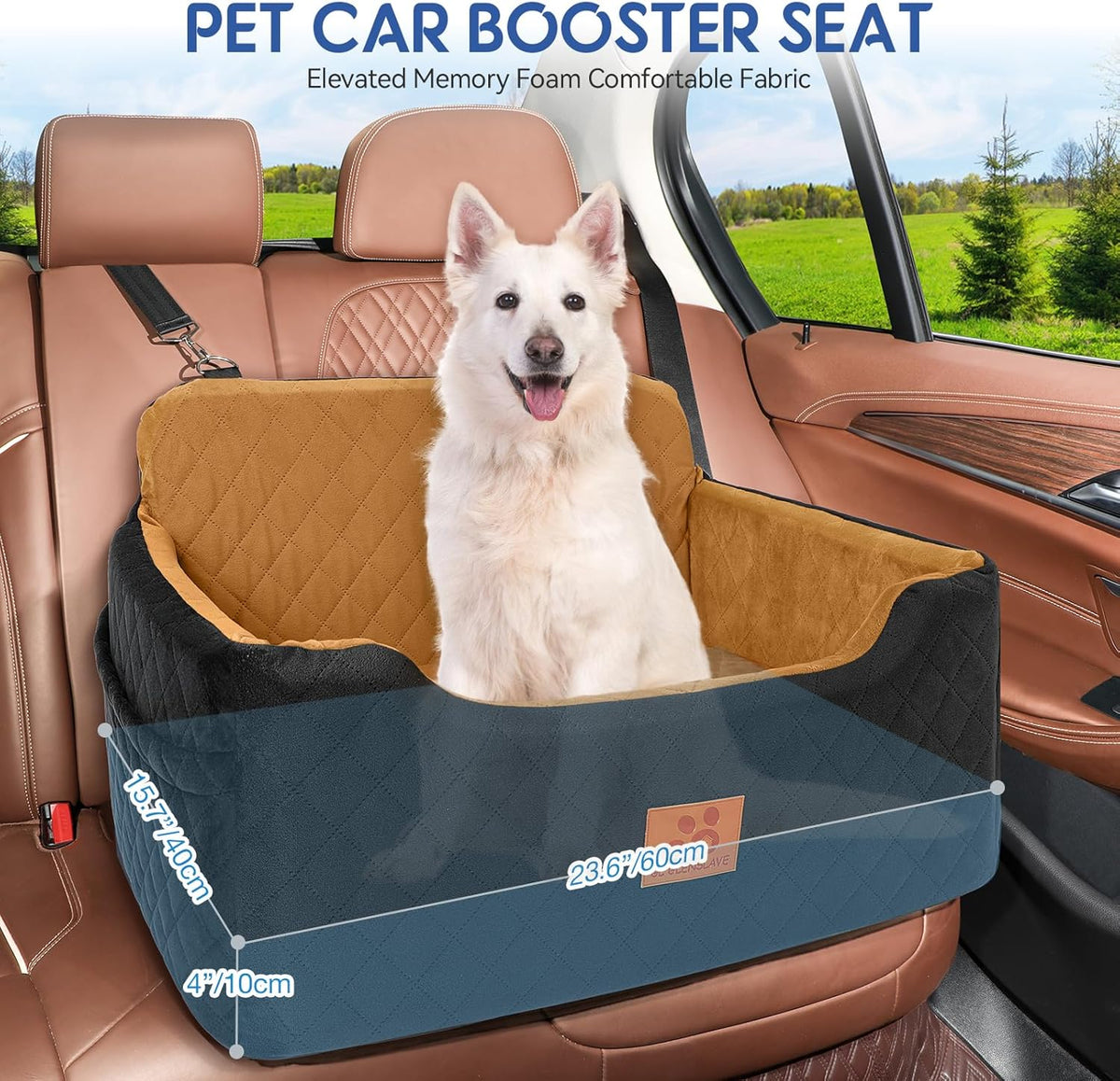 Dog Car Seat for Medium/Large Dogs,Dog Booster Seat for Dog Under 50lbs or 2 Small Dogs, Detachable