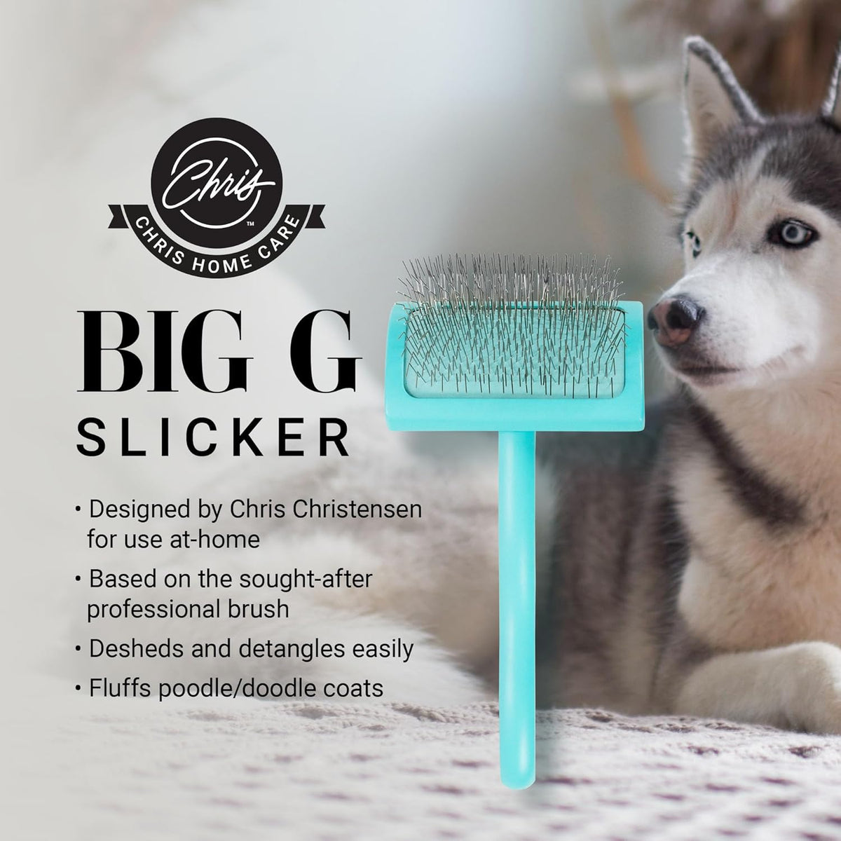 Chris Christensen Big G Dog Slicker Brush for Dogs (Goldendoodles, Labradoodles, Poodles), Groom