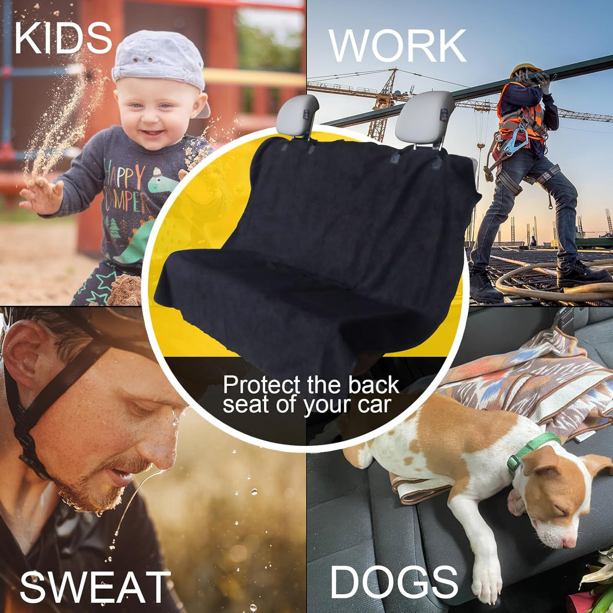 Back Seat Cover for Car Trucks Van SUV,Waterproof Rear Bench Towel Seat Covers for Dogs and