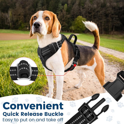 Funfox Dog Harness No Pull, Adjustable Dog Vest Harness Super Soft, 2 Leash Clips Anti Pull