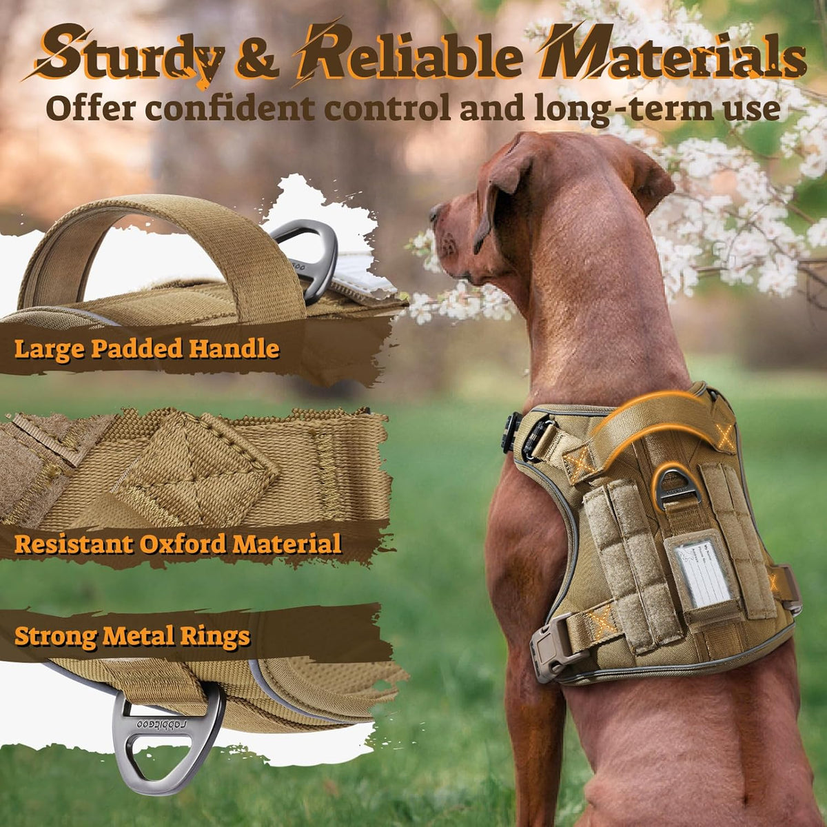 rabbitgoo Dog Harness Small Sized No Pull, Tactical Service Pet Vest with Molle and Control Handle