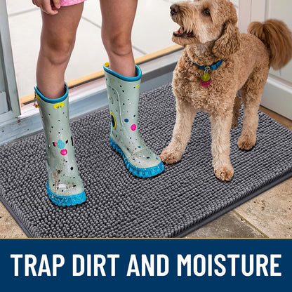 Smiry Dog Door Mat for Muddy Paws 24x16, Absorbs Moisture and Dirt Doormat, Non-Slip Washable Quick