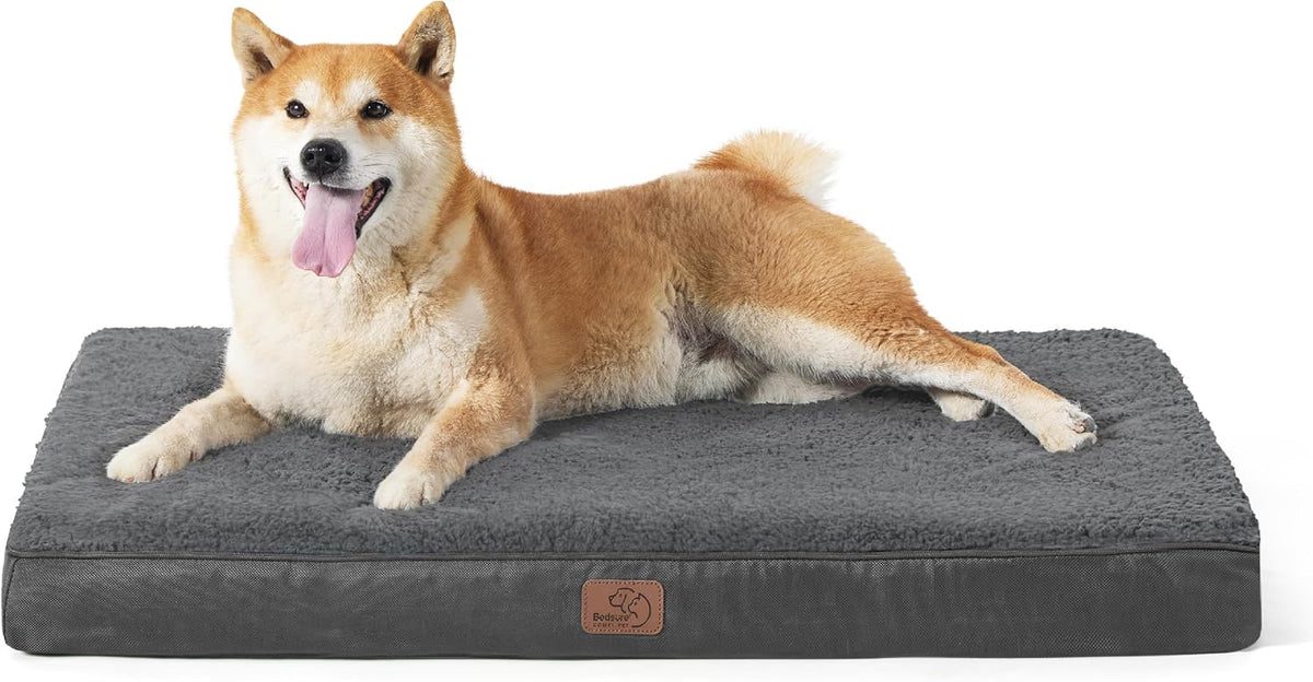 Bedsure Dog Beds Large Sized Dog - Orthopedic Flat Pet Beds with Removable Washable Cover, Egg
