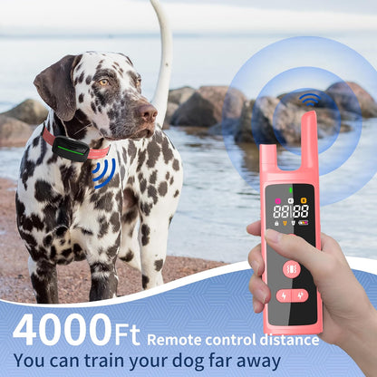 Dog Training Shock Collar 4000FT Dog Bark Collar with Remote IP67 Waterproof 4 Training Modes Beep