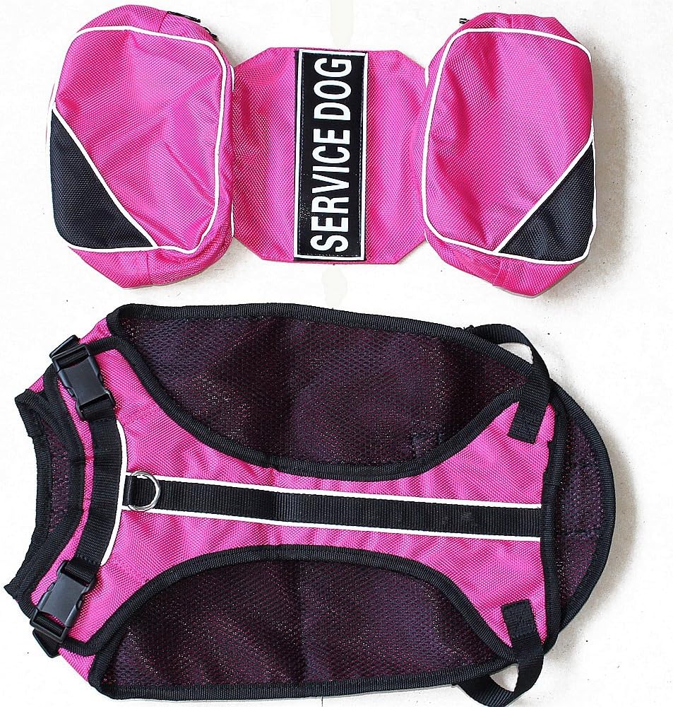 Serijoars Dog Vest Harnesses with Saddlebag Backpack for Camping & Travel - Reflective Hound Hiking
