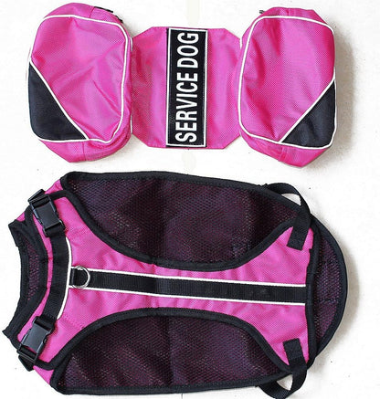 Serijoars Dog Vest Harnesses with Saddlebag Backpack for Camping & Travel - Reflective Hound Hiking