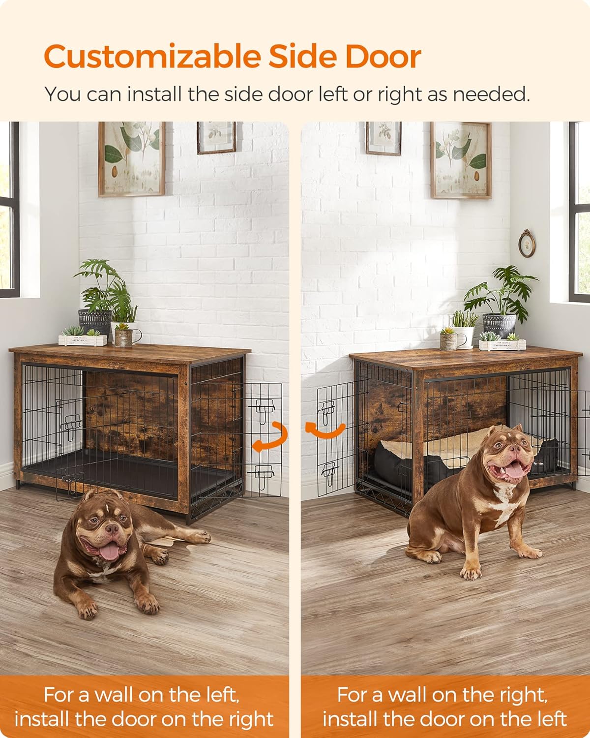 Feandrea Dog Crate Furniture, 38.6" Side End Table, Modern Kennel for Dogs Indoor up to 70 lb