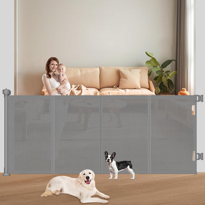 Upgrade 71" Retractable Baby Gates with Reinforced Strips, 41" Tall Retractable Gate Indoor for