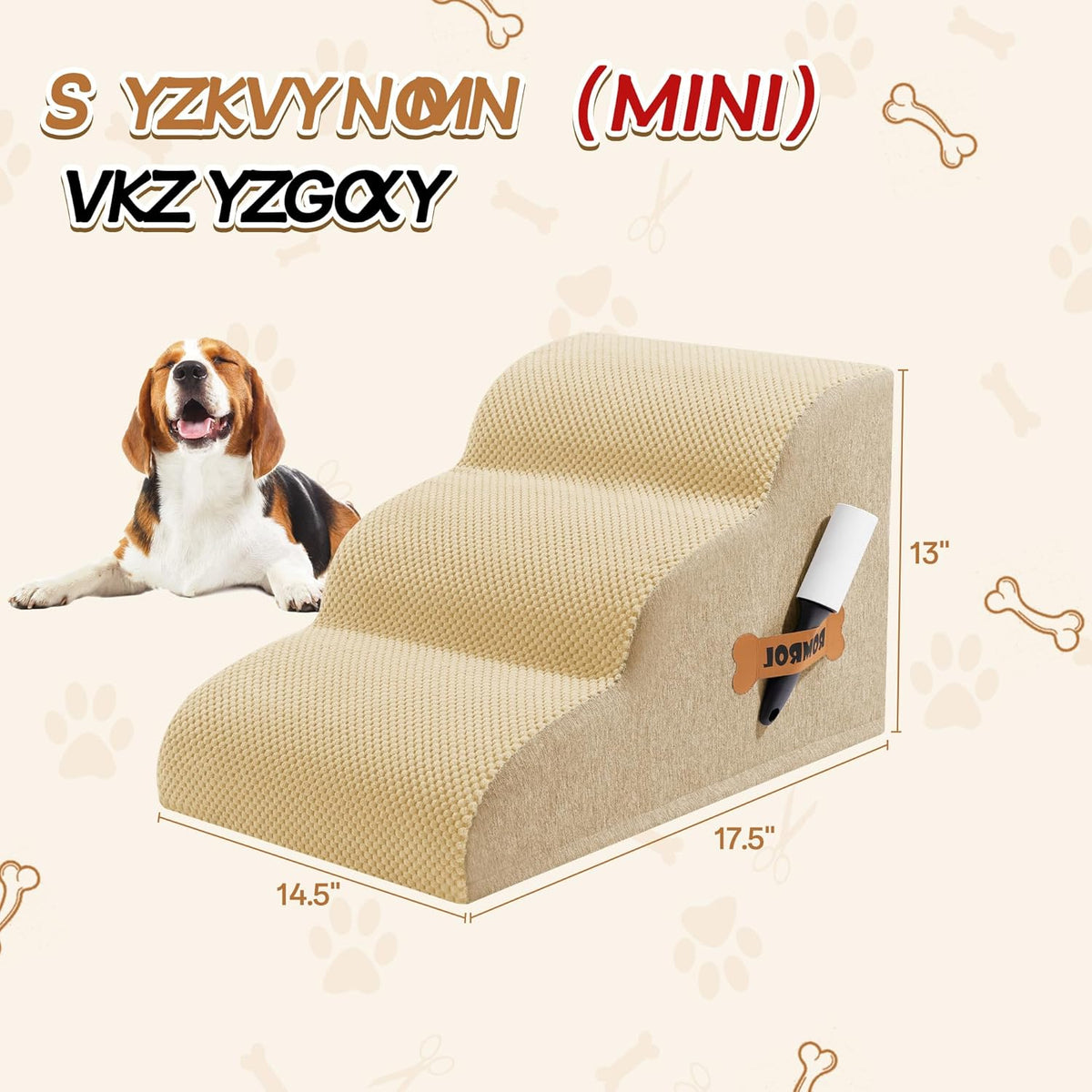 Romrol Dog Stairs Ramp for Beds Couches, Extra Wide Pet Steps with Durable Non-Slip Waterproof