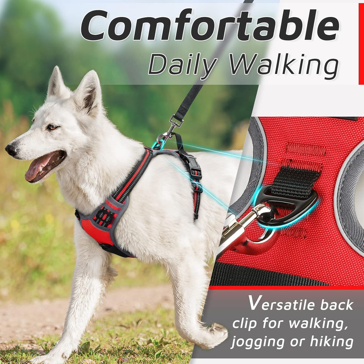 Eagloo Dog Harness Medium Sized Dog, No Pull Service Vest with Reflective Strips and Control