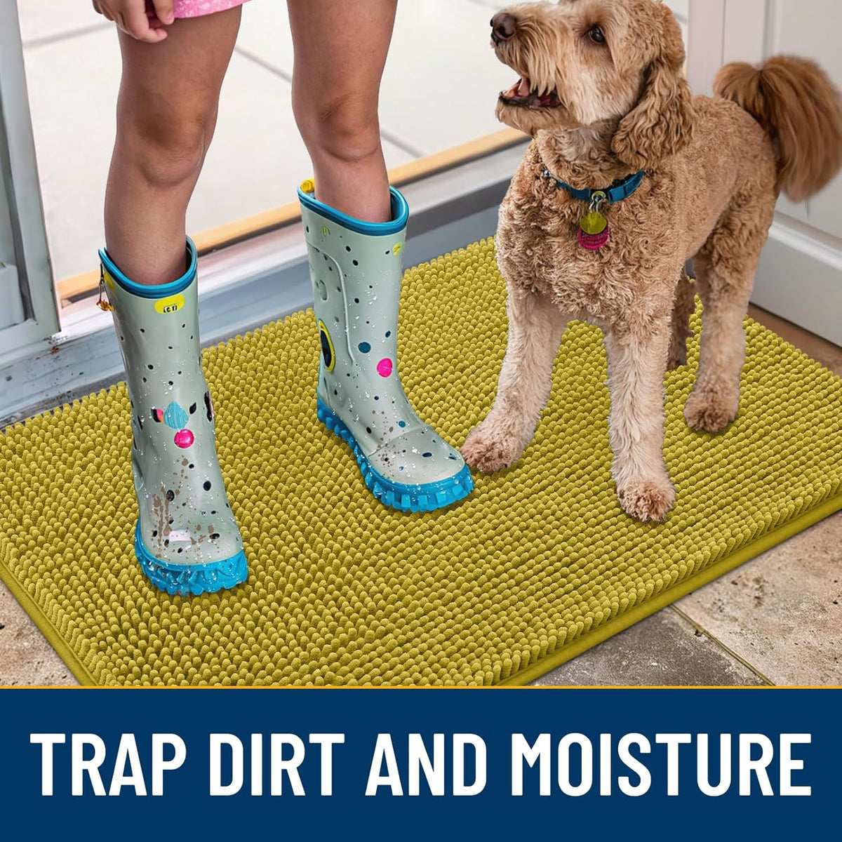 Smiry Dog Door Mat for Muddy Paws 30x20, Absorbs Moisture and Dirt Doormat, Non-Slip Washable Quick