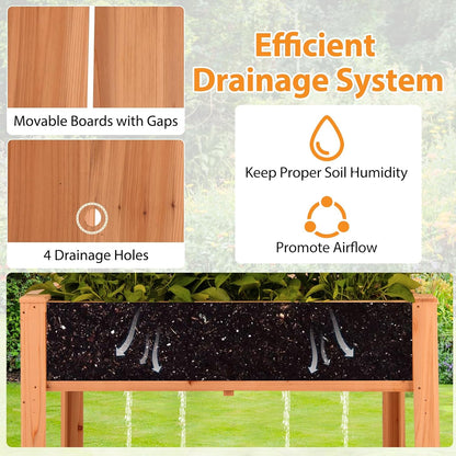 Giantex Raised Garden Bed with Trellis, Wooden Elevated Planter Box with Legs, Drainage Holes for