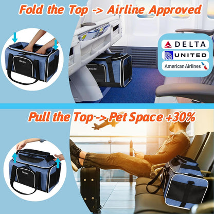 Petskd Top-Expandable Pet Carrier 18x11x11 Inches Delta American United Airline Approved