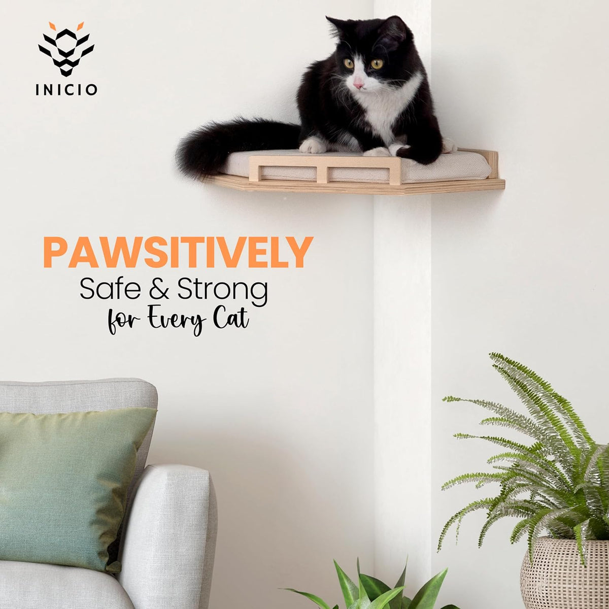 INICIO Cat Wall Shelves - Modern and Durable 3 Step Cat Furniture for Wall - Stylish Birch Floating