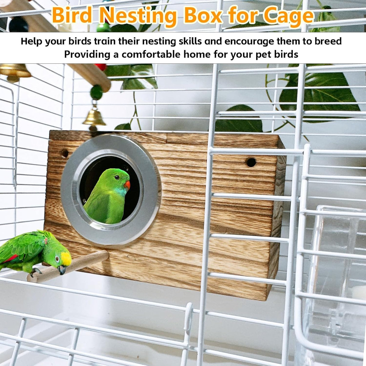 kathson Parrots Nesting Box Parakeet Nest House for Cage Budgie Breeding Hut with Coconut Fiber