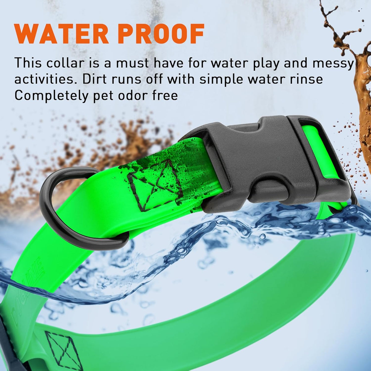 Dogline Biothane Waterproof Dog Collar with Quick Release Buckle Strong Coated Nylon Webbing with