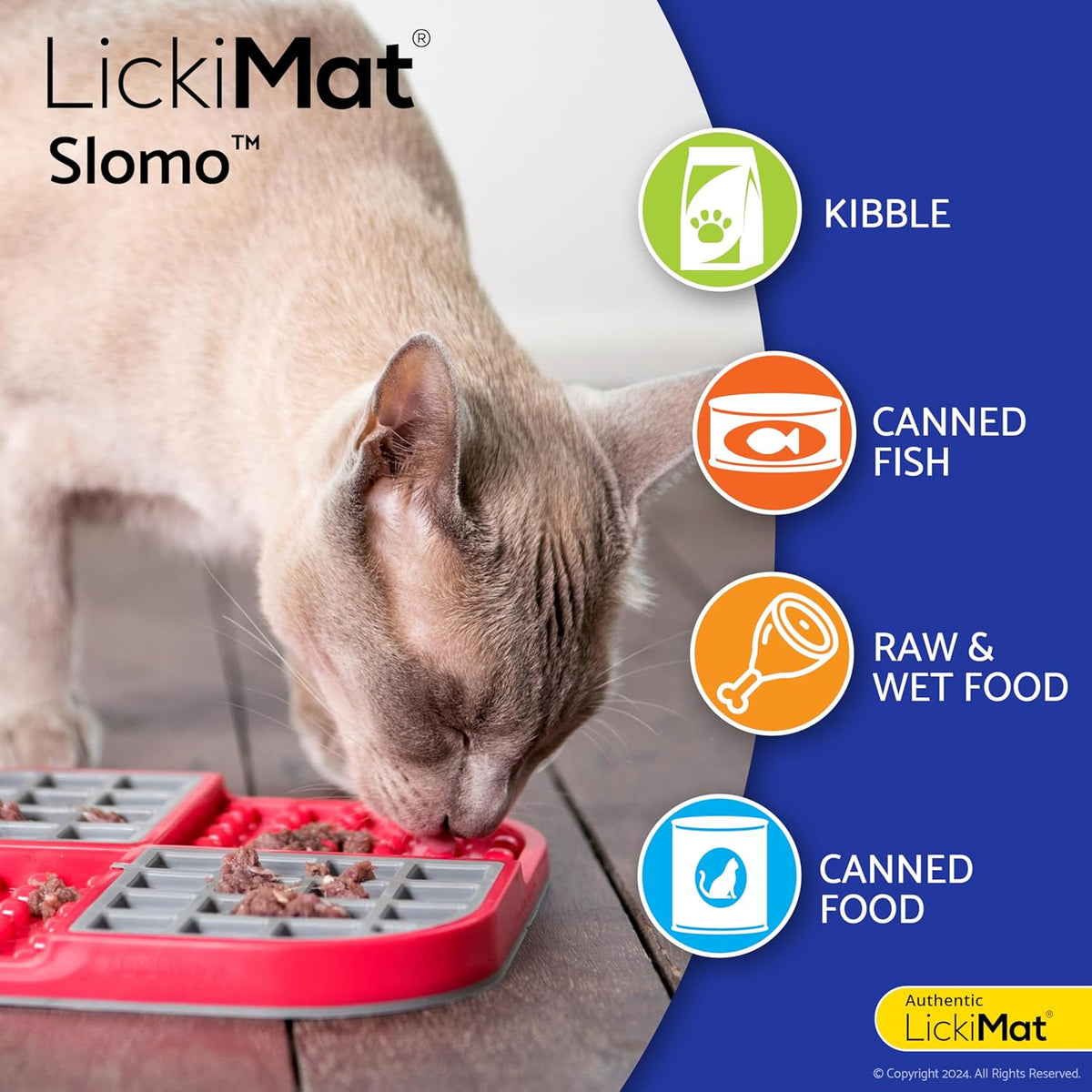 LickiMat Slomo, Cat Slow Feeder Lick Mat, Boredom Anxiety Reducer; Perfect for Food, Treats