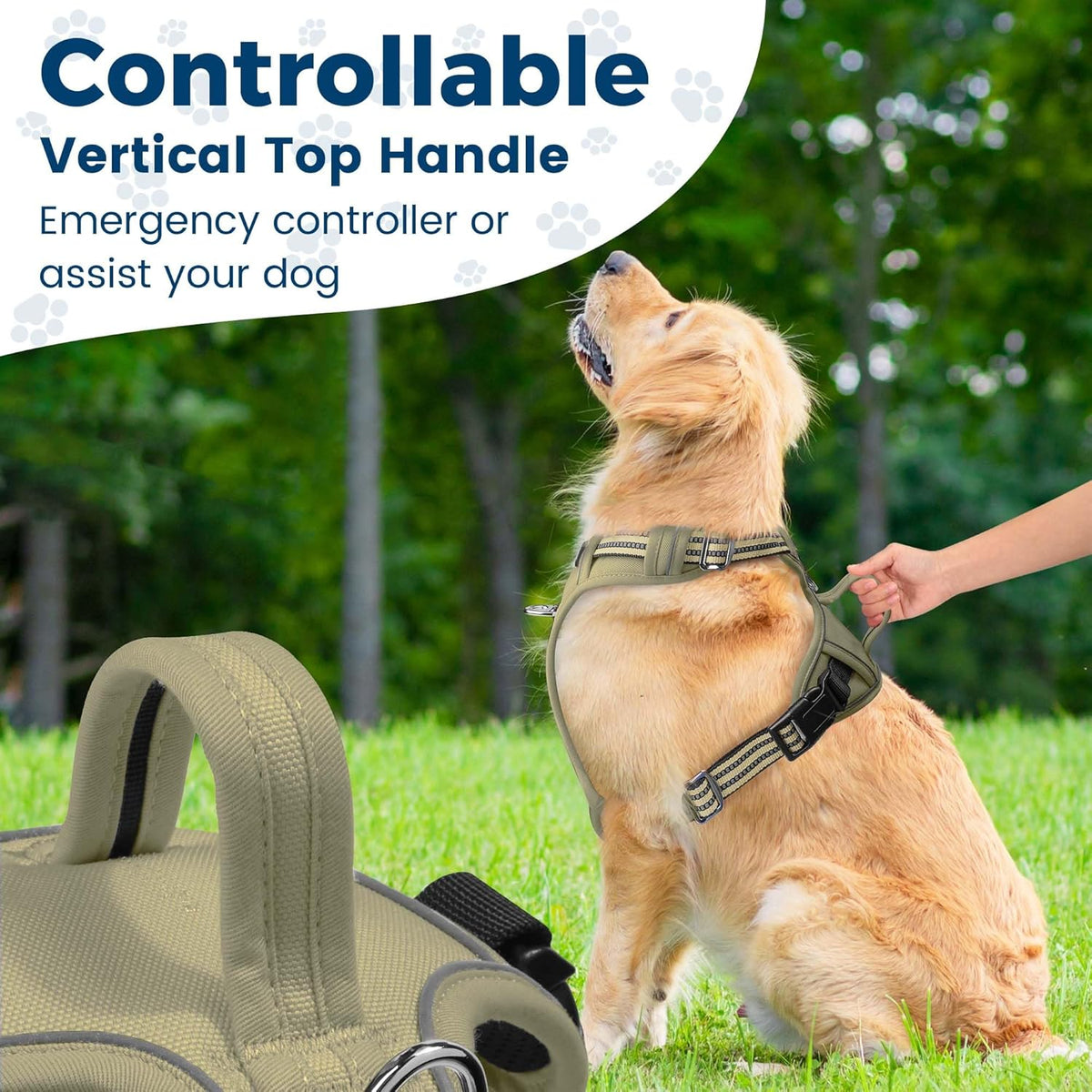 Funfox Dog Harness No Pull, Adjustable Pet Vest Harness, Super Soft Material with Vertical Handle
