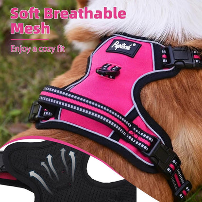 PUPTECK No Pull Dog Harness for Large, Adjustable Reflective Dog Harness with Handle Easy Control