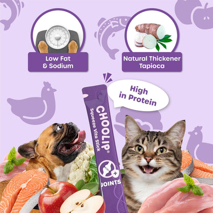 Squeeze Vita Stick Lickable Treats for Dogs & Cats. 7 Joint Support Sticks with Essential