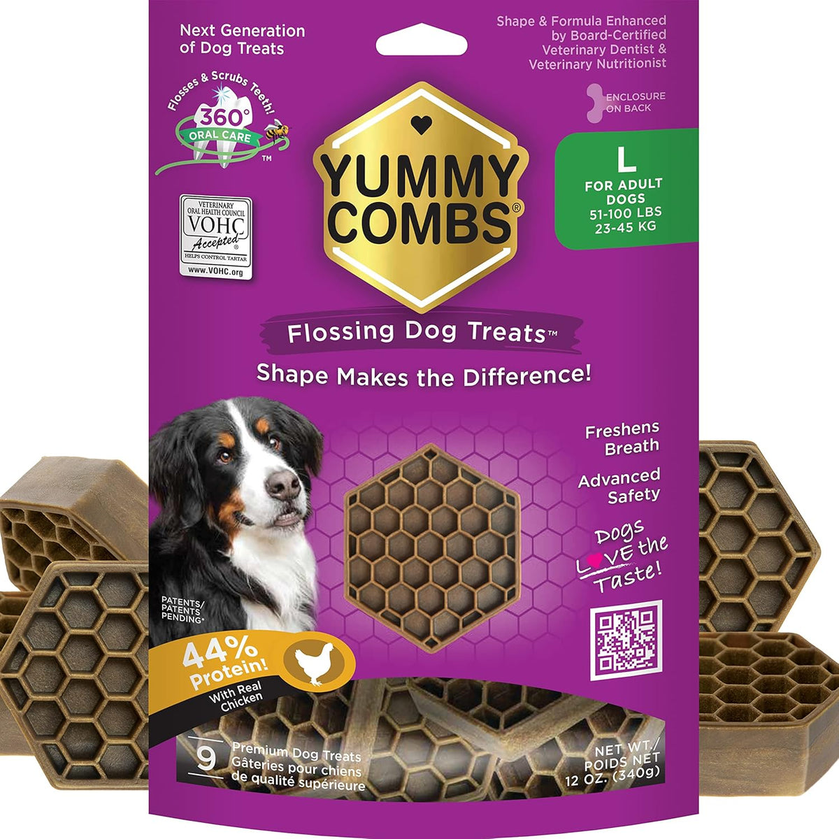 Dog Dental Treats – Vet VOHC Approved – Delicious Chicken Protein – Removes Tartar with Cleaning
