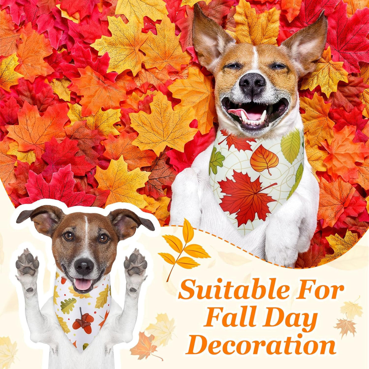 Chunful 100 Pieces Fall Dog Bandanas Bulk Autumn Pet Bandanas with Leaves Patterns Triangle Scarf