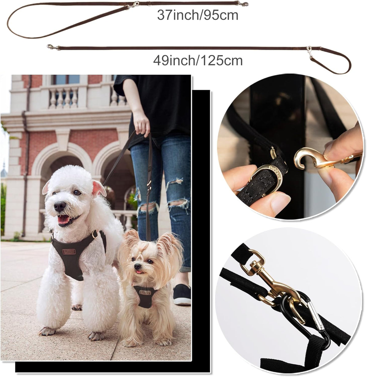 Puppytie No Pull Small Dog Harness with Multifunction Dog Leash,Lightweight Soft Adjustable No