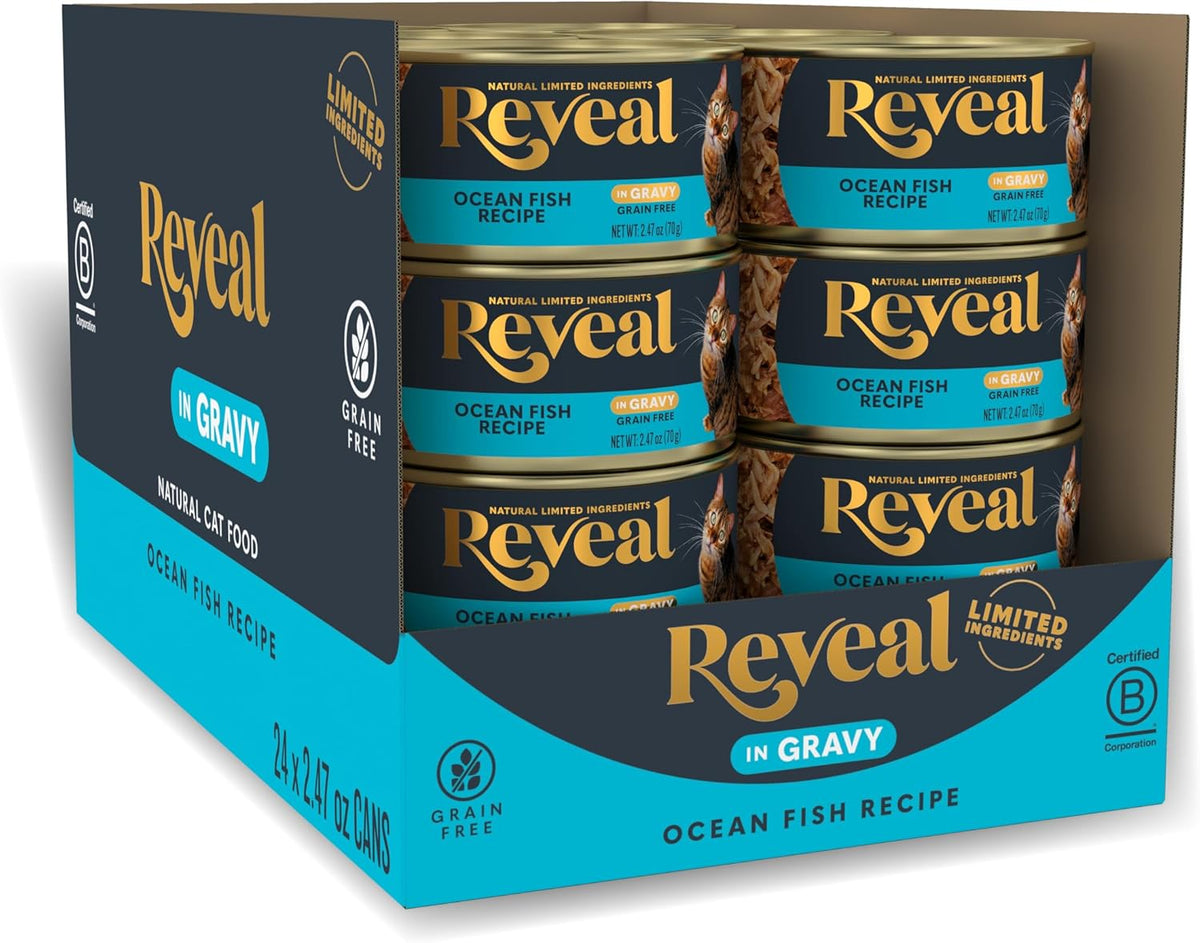 Reveal Natural Wet Cat Food, 24 Count, Grain Free, Limited Ingredient Canned Food for Cats, Ocean