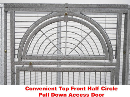X-Large Corner Parrot Bird Flight Breeding Wrought Iron Rolling Cage Solid Plated Feeder Doors with
