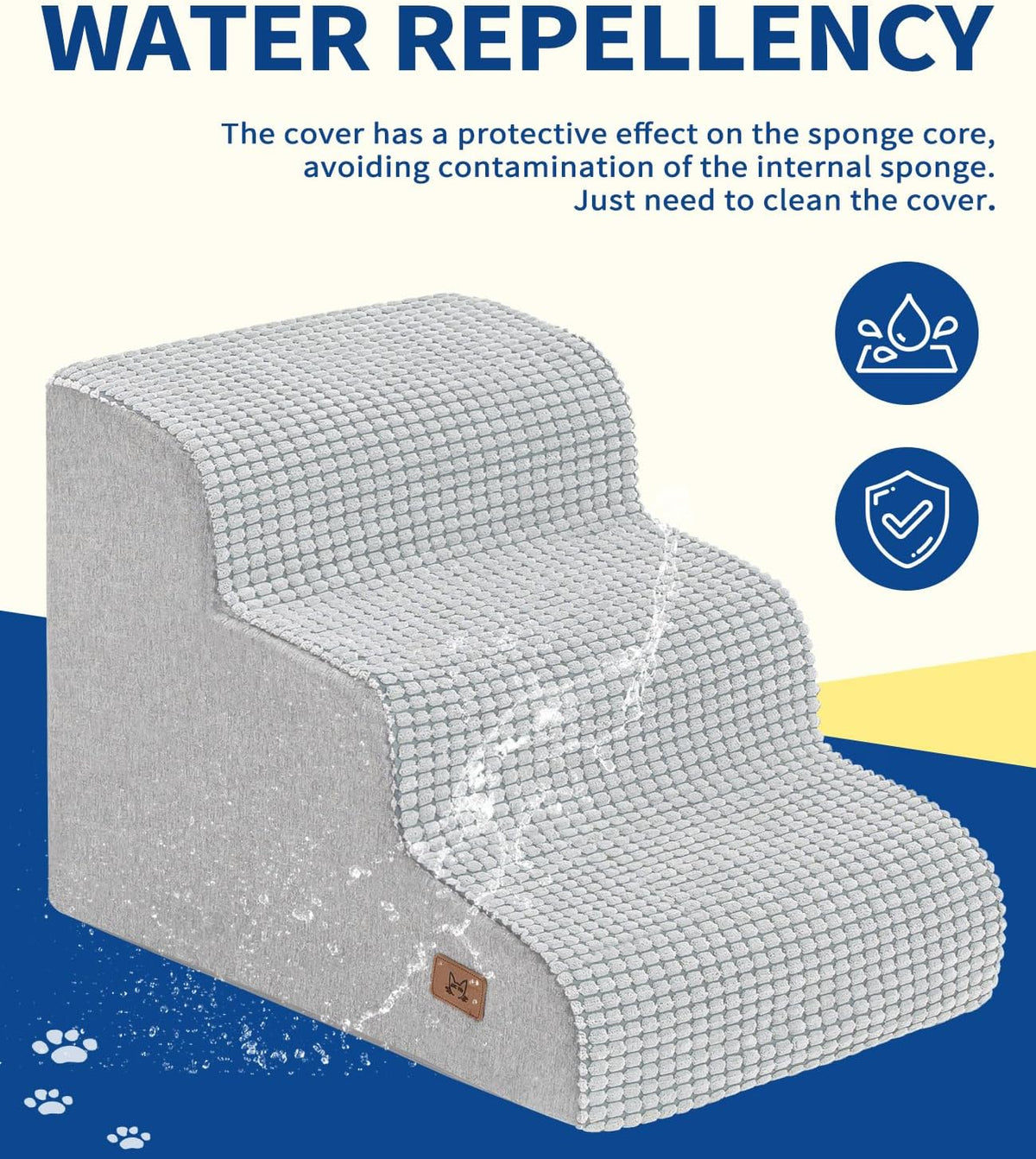 Dog Step for Bed, Dog Stair 3-Step 35D Pet Stair 15.7" H for High Bed or Sofa Non-Slip Balanced Pet