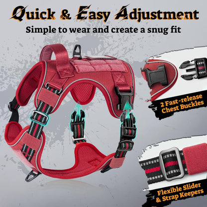 rabbitgoo Dog Harness for Large Dogs No Pull, Tactical Service Pet Vest with Molle and Control