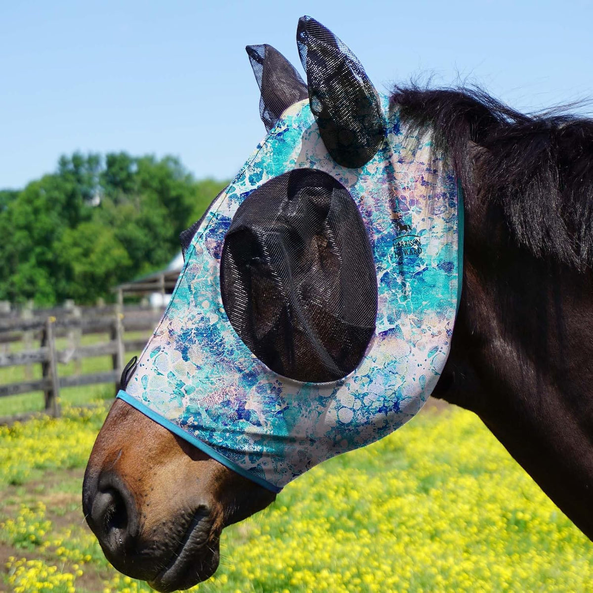 Harrison Howard Super Comfort Stretchy Fly Mask Large Eye Space with UV Protection Soft on Skin