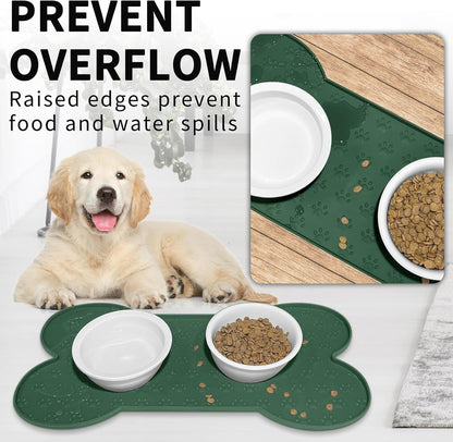 Dog Food Mat Anti-Slip Silicone Dog Bowl Mat Thicker Pet Placemat Waterproof Cat Feeder Pad with