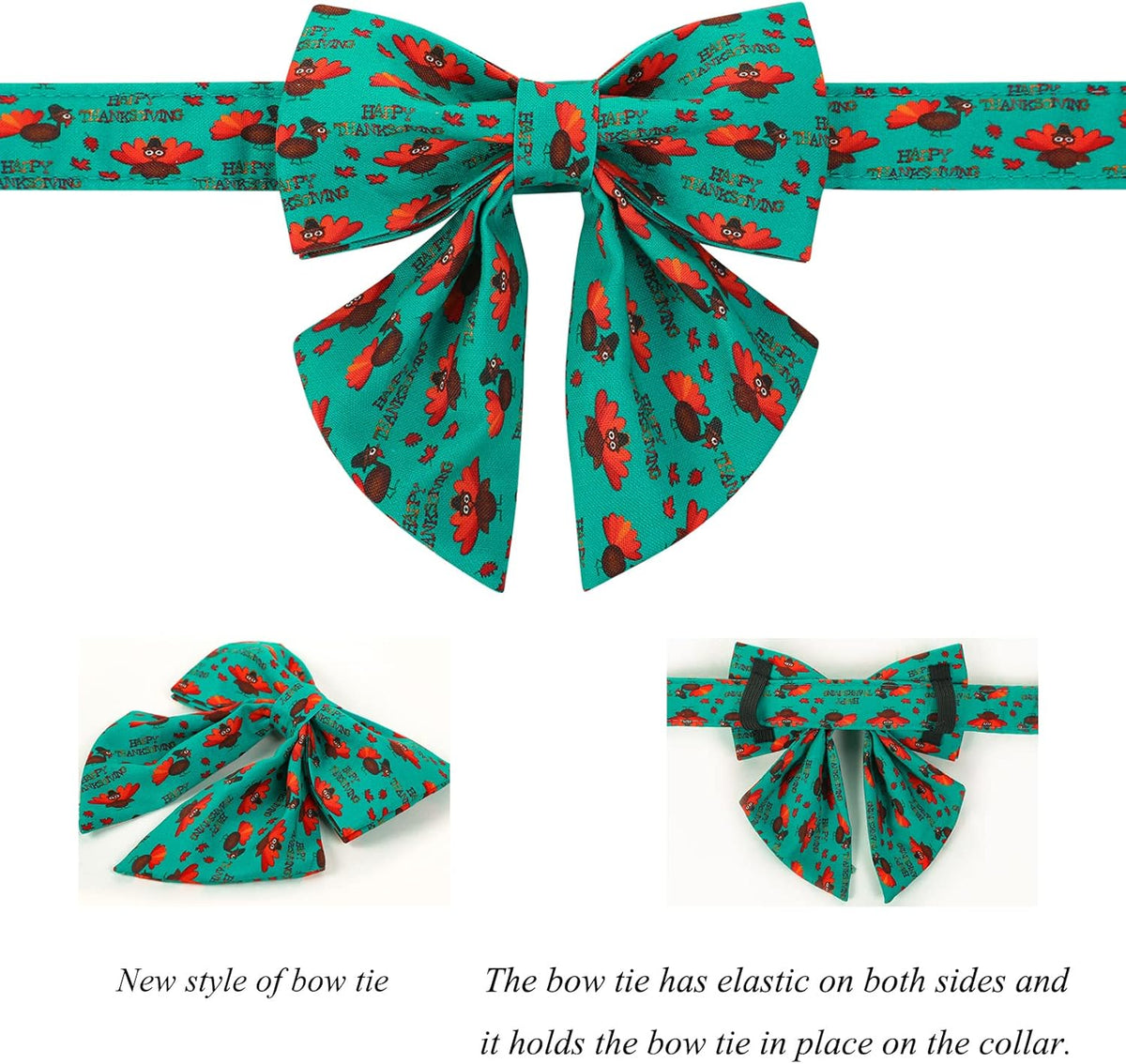 Lionet Paws Thanksgiving Day Dog Collar with Bowtie, Dog Sailor Bow Collar with Metal Buckle for