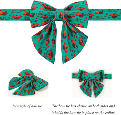 Lionet Paws Thanksgiving Day Dog Collar with Bowtie, Dog Sailor Bow Collar with Metal Buckle for