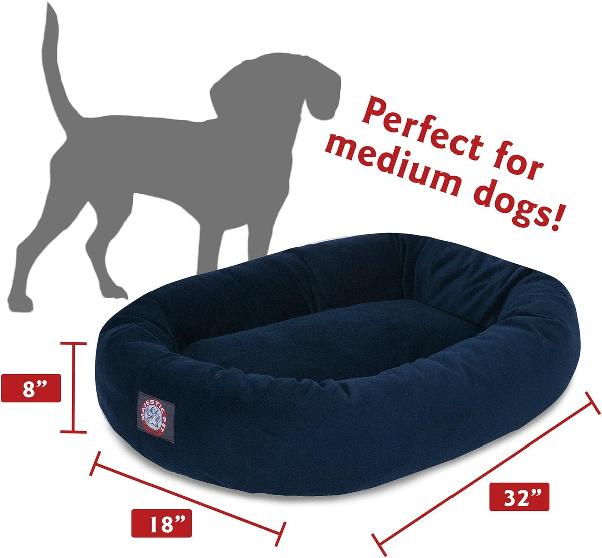 Majestic Pet Villa 32 Inch Shredded Memory Foam Dog Bed for Medium Sized Dogs 32x23x7