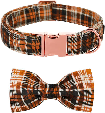 Lionet Paws Halloween Dog Collar with Bowtie - Cute Cotton Adjustable Fall Bowtie Dog Collar with
